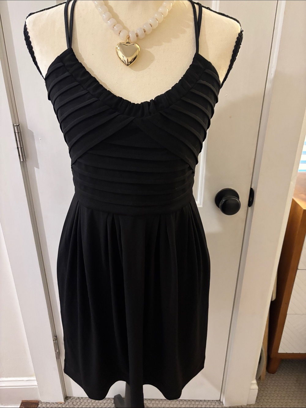 BCBGMaxAzria Black Pleated Bodice Mini Dress